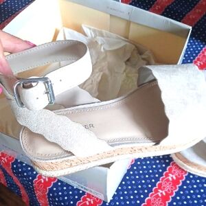 Marc Fisher Cream Ankle Strap Sandals